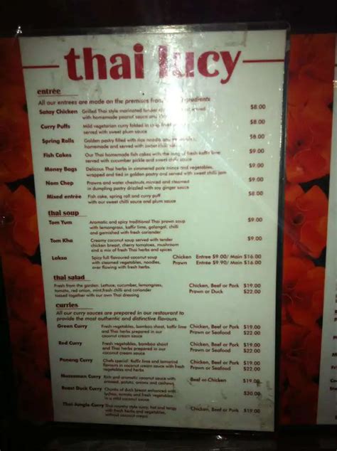 thai lucy menu